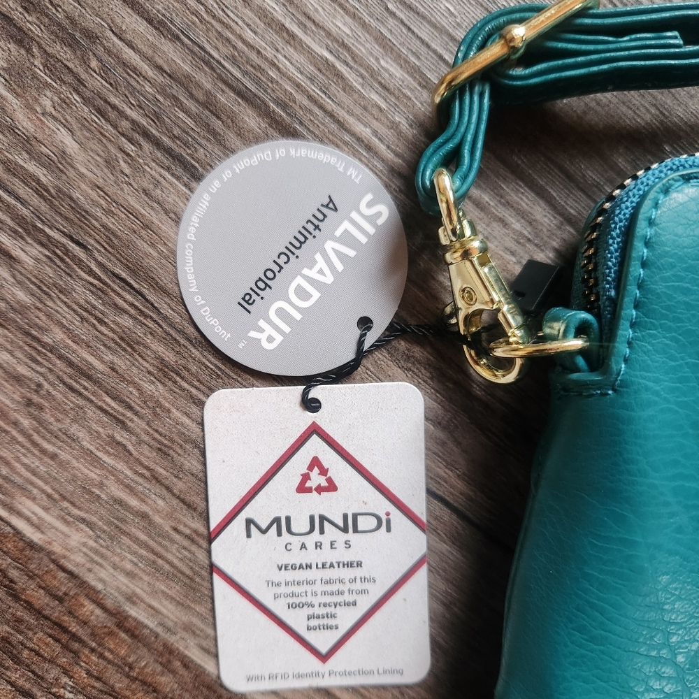 Mundi NWT Vegan Antimicrobial RFID Teal Purse - Picture 3 of 6